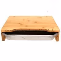 Tábua de corte de bambu com bandeja de aço inoxidável para acessórios de cozinha móveis de cozinha